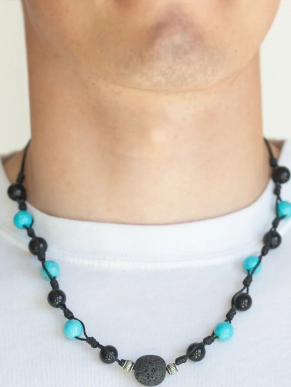 Paparazzi Blue Turquoise & Black Lava Bead Desert Guide Necklace. NWOT. Unisex.